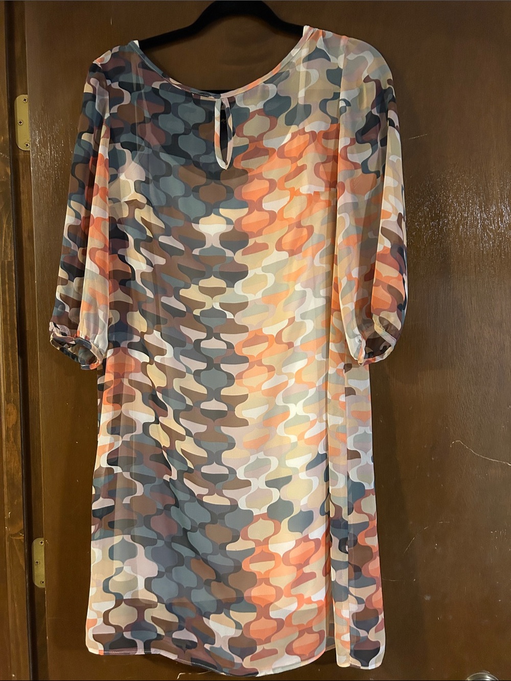 Just Taylor Womens Geometric Print Shift Dress - Multi-Color with Slip